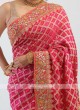 Pink Color Bandhani Chiffon Saree